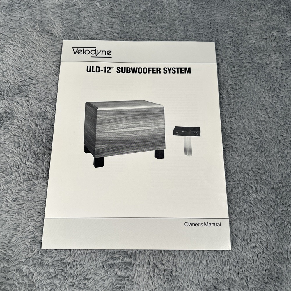 Velodyne ULD-12 Subwoofer  Owner / User Manual *Original*